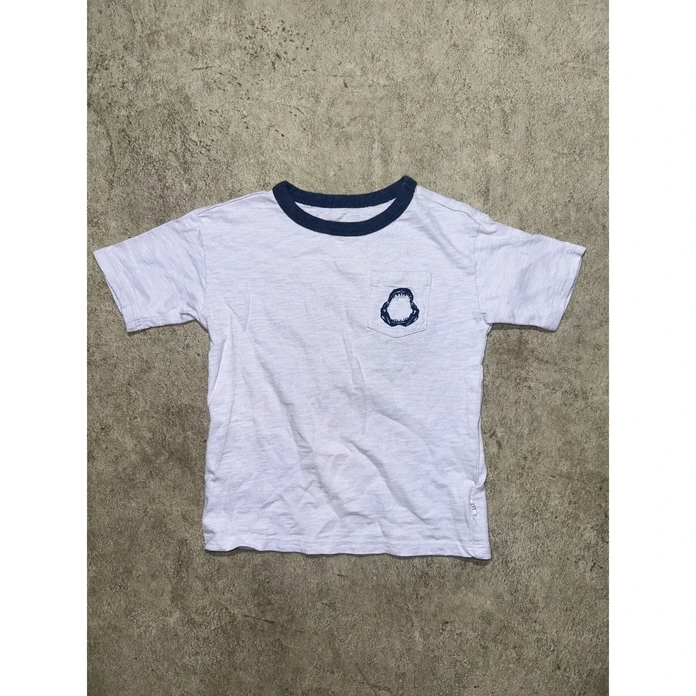 Gap Kids Boys Sz XS 4-5 Shark Graphic T Shirt Raglan Ice‎ Breaker Short Sleeve